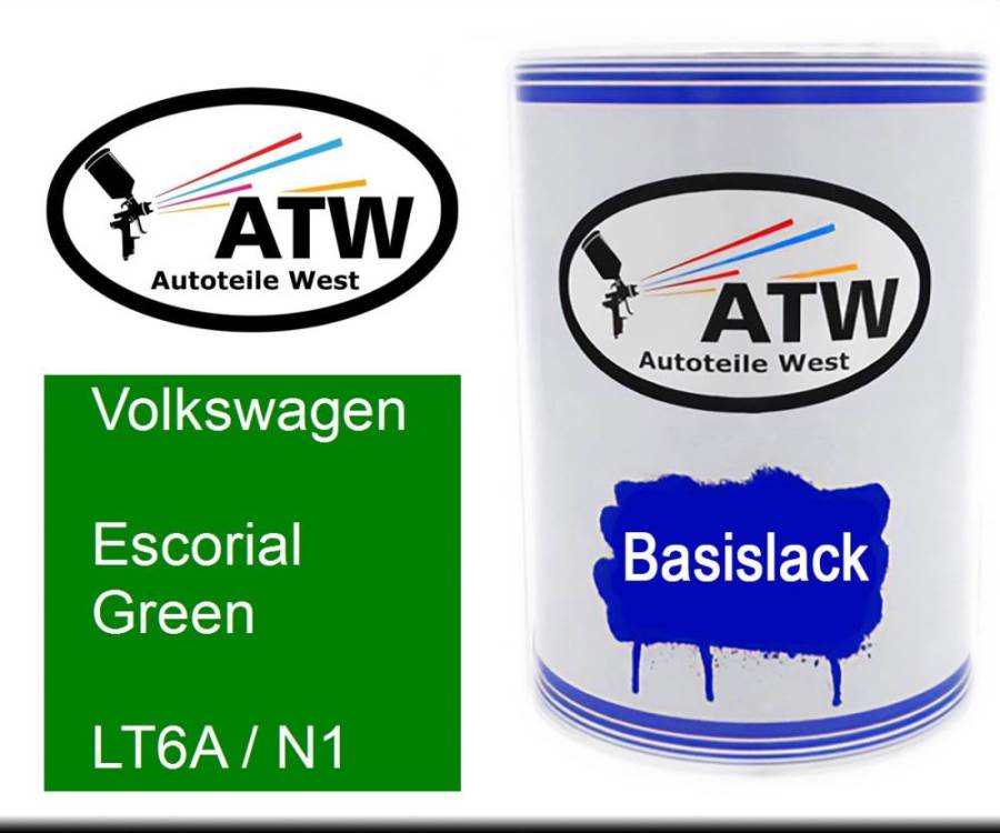 Volkswagen, Escorial Green, LT6A / N1: 500ml Lackdose, von ATW Autoteile West.